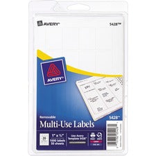 Removable Multi-use Labels, Inkjet/laser Printers, 1 X 0.75, White, 20/sheet, 50 Sheets/pack, (5428)