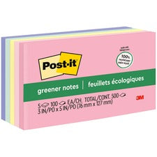 Original Recycled Note Pads, 3" X 5", Sweet Sprinkles Collection Colors, 100 Sheets/pad, 5 Pads/pack