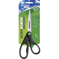 Kleenearth Scissors, 8" Long, 3.25" Cut Length, Black Straight Handle