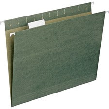 100% Recycled Hanging File Folders, Letter Size, 1/5-cut Tabs, Standard Green, 25/box