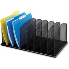 Onyx Mesh Desk Organizer With Upright Sections, 8 Sections, Letter To Legal Size Files, 19.5" X 11.5" X 8.25", Black