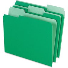 Colored File Folders, 1/3-cut Tabs: Assorted, Letter Size, Green/light Green, 100/box