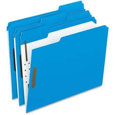 Colored Classification Folders With Embossed Fasteners, 2 Fasteners, Letter Size, Blue Exterior, 50/box