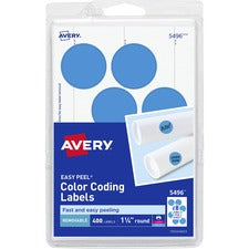Printable Self-adhesive Removable Color-coding Labels, 1.25" Dia, Light Blue, 8/sheet, 50 Sheets/pack, (5496)