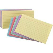 Ruled Index Cards, 4 X 6, Blue/violet/canary/green/cherry, 100/pack
