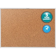 Classic Series Cork Bulletin Board, 60 X 36, Natural Surface, Silver Anodized Aluminum Frame