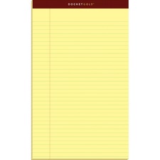 Docket Gold Ruled Perforated Pads, Wide/legal Rule, 50 Canary-yellow 8.5 X 14 Sheets, 12/pack