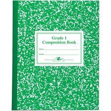 Grade School Ruled Composition Book, Manuscript Format, Green Cover, (50) 9.75 X 7.75 Sheets