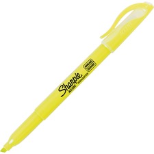 Pocket Style Highlighters, Fluorescent Yellow Ink, Chisel Tip, Yellow Barrel, Dozen