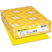 Exact Brights Paper, 20 Lb Bond Weight, 8.5 X 11, Bright Yellow, 500/ream
