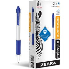 Sarasa Dry X20+ Gel Pen, Retractable, Fine 0.7 Mm, Blue Ink, White Barrel, Dozen