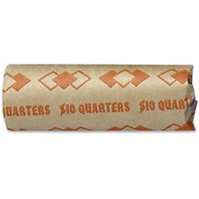 ICONEX Tubular Kraft Paper Coin Wrappers - Total $10 in 25� Denomination - Sturdy, Color Coded - Kraft Paper - Orange