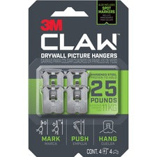 Claw Drywall Picture Hanger, Stainless Steel, 25 Lb Capacity, 4 Hooks And 4 Spot Markers,