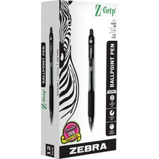 Z-grip Ballpoint Pen, Retractable, Medium 0.7 Mm, Black Ink, Black Tinted Barrel, 12/pack