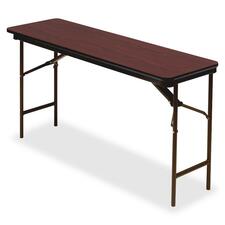 Officeworks Commercial Wood-laminate Folding Table, Rectangular Top, 72w X 18d X 29h, Mahogany