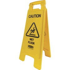 Rubbermaid Commercial Caution Wet Floor Sign 11x12x25 Bright Yellow