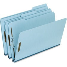 Heavy-duty Pressboard Folders With Embossed Fasteners, 1/3-cut Tabs, 1" Expansion, 2 Fasteners, Legal Size, Blue, 25/box