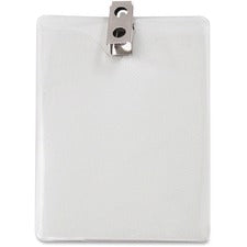Id Badge Holders With Clip, Vertical, Clear 3.8" X 4.25" Holder, 3.13" X 3.75" Insert, 50/pack