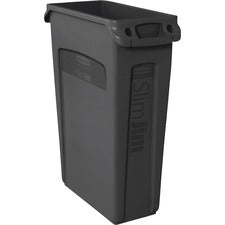 Slim Jim With Venting Channels, 23 Gal, Plastic, Black