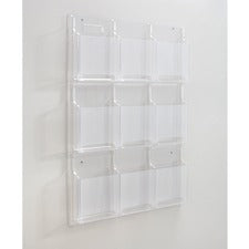 Reveal Clear Literature Displays, 9 Compartments, 30w X 2d X 36.75h, Clear