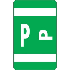 Alphaz Color-coded Second Letter Alphabetical Labels, P, 1 X 1.63, Dark Green, 10/sheet, 10 Sheets/pack