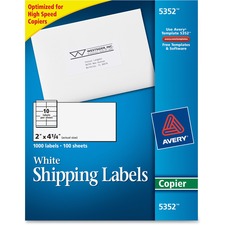 Americopy Labels Avery® Copier Mailing Labels, Copiers, 2 X 4.25, White, 10/sheet, 100 ...