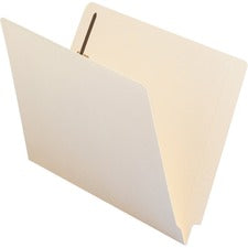 End Tab Fastener Folders With Reinforced Straight Tabs, 11-pt Manila, 2 Fasteners, Letter Size, Manila Exterior, 50/box