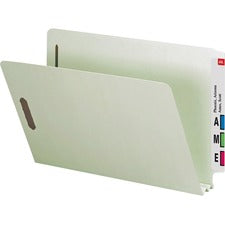 Extra-heavy Recycled Pressboard End Tab Folders, Straight Tabs, Legal Size, 2" Expansion, Gray-green, 25/box