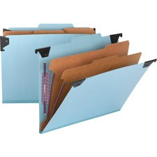 Fastab Hanging Pressboard Classification Folders, 2 Dividers, Letter Size, Blue