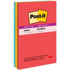 Pads In Playful Primary Collection Colors, Note Ruled, 4" X 6", 90 Sheets/pad, 3 Pads/pack