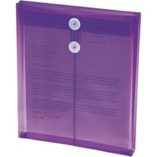 Poly String And Button Interoffice Envelopes, Open-end (vertical), 9.75 X 11.63, Transparent Purple, 5/pack
