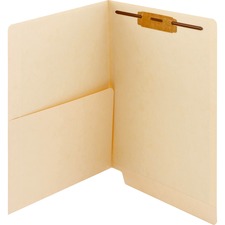 Heavyweight End Tab Fastener Folders, Interior Front-cover Pocket, 0.75" Expansion, 1 Fastener, Letter Size, Manila, 50/box