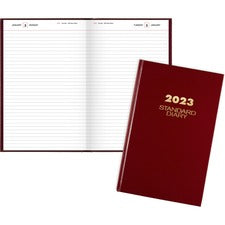 Standard Diary Daily Diary, 2023 Edition, Wide/legal Rule, Red Cover, (200) 12 X 7.75 Sheets