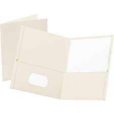 Twin-pocket Folder, Embossed Leather Grain Paper, 0.5" Capacity, 11 X 8.5, White, 25/box