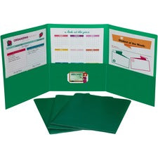 C-Line Letter Portfolio - 8 1/2" x 11" - 75 Sheet Capacity - 3 Pocket(s) - Polypropylene - Green - 24 / Box