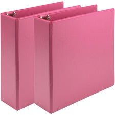 Earth's Choice Plant-based Economy Round Ring View Binders, 3 Rings, 3" Capacity, 11 X 8.5, Pink, 2/pack