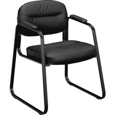 Hvl653 Softhread Bonded Leather Guest Chair, 22.25" X 23" X 32", Black Seat, Black Back, Black Base