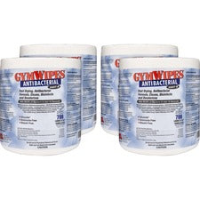 2XL GymWipes Antibacterial Towelettes Bucket Refill - Wipe - 6" Width x 8" Length - 700 / Bag - 4 / Carton - White