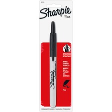 Sharpie Precision Permanent Marker - Fine Marker Point - Retractable - Black - 6 / Box