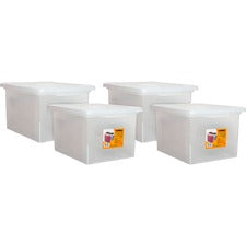 Lorell Letter/Legal Plastic File Box - External Dimensions: 14.2" Width x 18" Depth x 10.8"Height - Media Size Supported: Letter, Legal - Interlocking Closure - Stackable - Plastic - Clear - For File - 4 / Carton