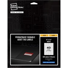 Permatrack Durable White Asset Tag Labels, Laser Printers, 0.75 X 1.5, White, 40/sheet, 8 Sheets/pack