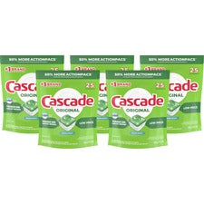Cascade ActionPacs Original Dish Detergent - Fresh Scent - 125 / Carton - White, Green