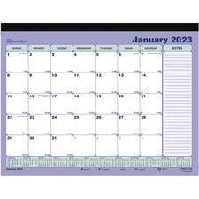 Blueline Magnetic Monthly Desk Pad - Monthly - 12 Month - January 2023 - December 2023 - 1 Month Single Page Layout - Twin Wire - Multi - Chipboard - 8.5" Height x 11" Width - Reinforced, Sturdy, Reference Calendar, Notes Area, Reminder Section, Magnetic,