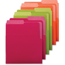Organized Up Heavyweight Vertical File Folders, 1/2-cut Tabs, Letter Size, Assorted: Fuchsia/orange/peridot Green, 6/pack