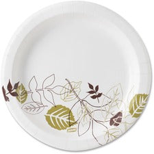 Pathways Soak-proof Shield Mediumweight Paper Plates, 8.5" Dia, Green/burgundy, 1,000/carton