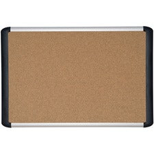 Tech Cork Board, 36 X 24, Tan Surface, Silver/black Aluminum Frame