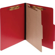 Colorlife Presstex Classification Folders, 2" Expansion, 1 Divider, 4 Fasteners, Letter Size, Executive Red Exterior, 10/box