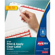 Print And Apply Index Maker Clear Label Dividers, 8-tab, 11 X 8.5, White, 5 Sets