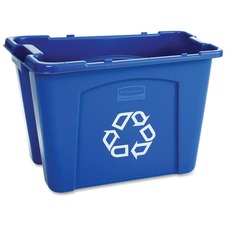 Stacking Recycle Bin, 14 Gal, Polyethylene, Blue