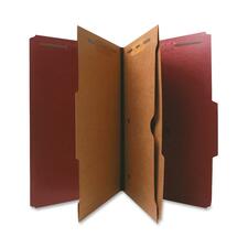 Nature Saver 2/5 Tab Cut Legal Recycled Classification Folder - 8 1/2" x 14" - 2" Expansion - 4 Fastener(s) - 2" Fastener Capacity for Folder, 1" Fastener Capacity for Divider - 2 Pocket(s) - 2 Divider(s) - Pressboard - Red - 100% Recycled - 10 / Box